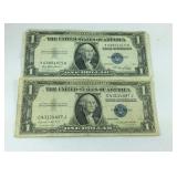 Two silver certificates 1935G and 1935E