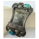 Sterling silver coral and turquoise bracelet