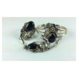 Sterling silver bracelet with attached ring size