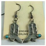 Sterling silver boot earrings