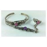 Sterling silver bracelet with attached ring size