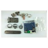 Sterling silver jewelry, mixed group, necklace is