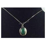 Sterling silver malachite necklace with earrings