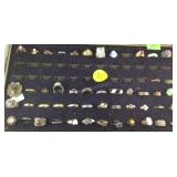 Display of 49 rings 38 are Sterling