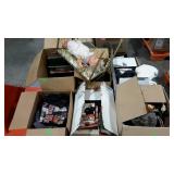 Skid lot: books, clothing, doll with cradle, etc.