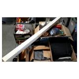 Skid lot: books, curtains and rod,