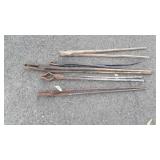 5 Pair of Blacksmiths Forge Tongs, 24-30", rustic