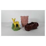 Three ceramic planters, all marked USA, 7", 7.5",