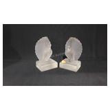 Glass bird bookends