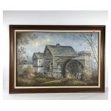 Old mill painting on canvas, signed Wilson,
