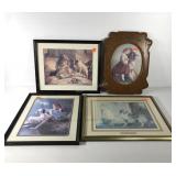 A Girl and her Dog wall art group, four framed