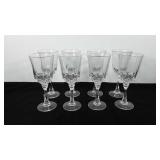 Eight crystal wine glasses made in USA
