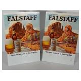 Two cardboard Falstaff Beer advertising signs.