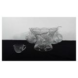 Embossed glass punchbowl with 12 cups (11 hooks)