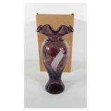 Glassware, Fenton handpainted vase with box, 8.5"