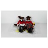 Mr. and Mrs. Fox hunt plush foxes with bags