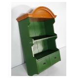 Hanging country craft style shelf with 2 drawers.