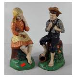 Ceramic statues, stand 17" tall, paint wear as