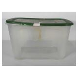 Storage tote with lid. Measures 13x18x23 inches.