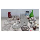 Glassware, tumblers, plates, vase canister, etc.