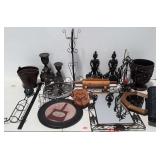 Home decor and metalworks, mirrors, cast andiron