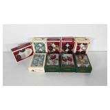 Glass Christmas Ornaments: red, gold, baby blue