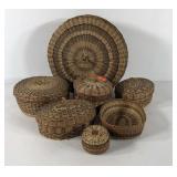 Fine woven basket collection, most with lids