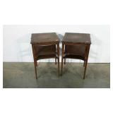 Pair of lamp tables with storage shelves.