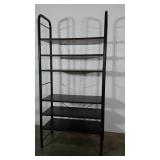 Open storage shelves. Metal frame with laminated
