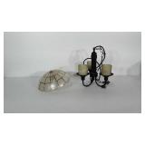 2 ceiling light fixtures: capiz shell fixture
