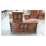 Dresser and single nightstand. Heavy pine, sturdy