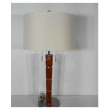 Modern style lamp with wood and brushed chrome
