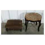 Two early stools, Queen Anne style is 2p" tall,