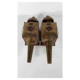 Two brass coach lamps, 16"