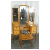Birds eye maple, drop center vanity with matching