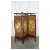 Three panel room divider, painted canvas and