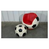 Soccer ball seat and ottoman, vinyl