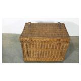 Wicker trunk, unstable and has a lean, measures