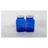 Cobalt blue glass salt and pepper shaker set,