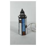 Stained glass lighthouse lamp, has damage, see