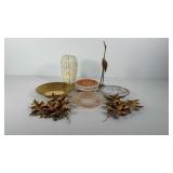 Mixed group, includes brass bowl. Brass crane,