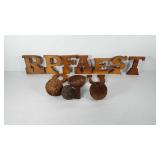 Wooden letters, ping pong paddle and etc