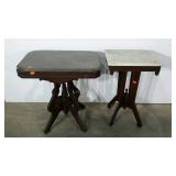 Two marble topped tables,  largest measures 19 x