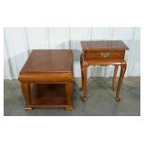 End table with missing drawer, Queen Anne stand