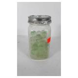 Atlas special Mason jar full of clear marbles, all