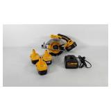 DeWalt 18 volt circular saw, with four batteries
