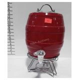 Ceramic Keg dispenser on stand, about gallon size