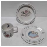 Wedgwood China 3pc Baby Dish Set. Bowl, plate,