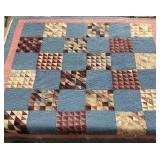 Quilt, handmade, 68x68, age wear as shown mainly