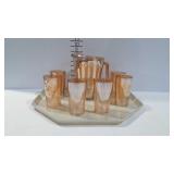 7 piece iridescent water pitcher and glasses,  3